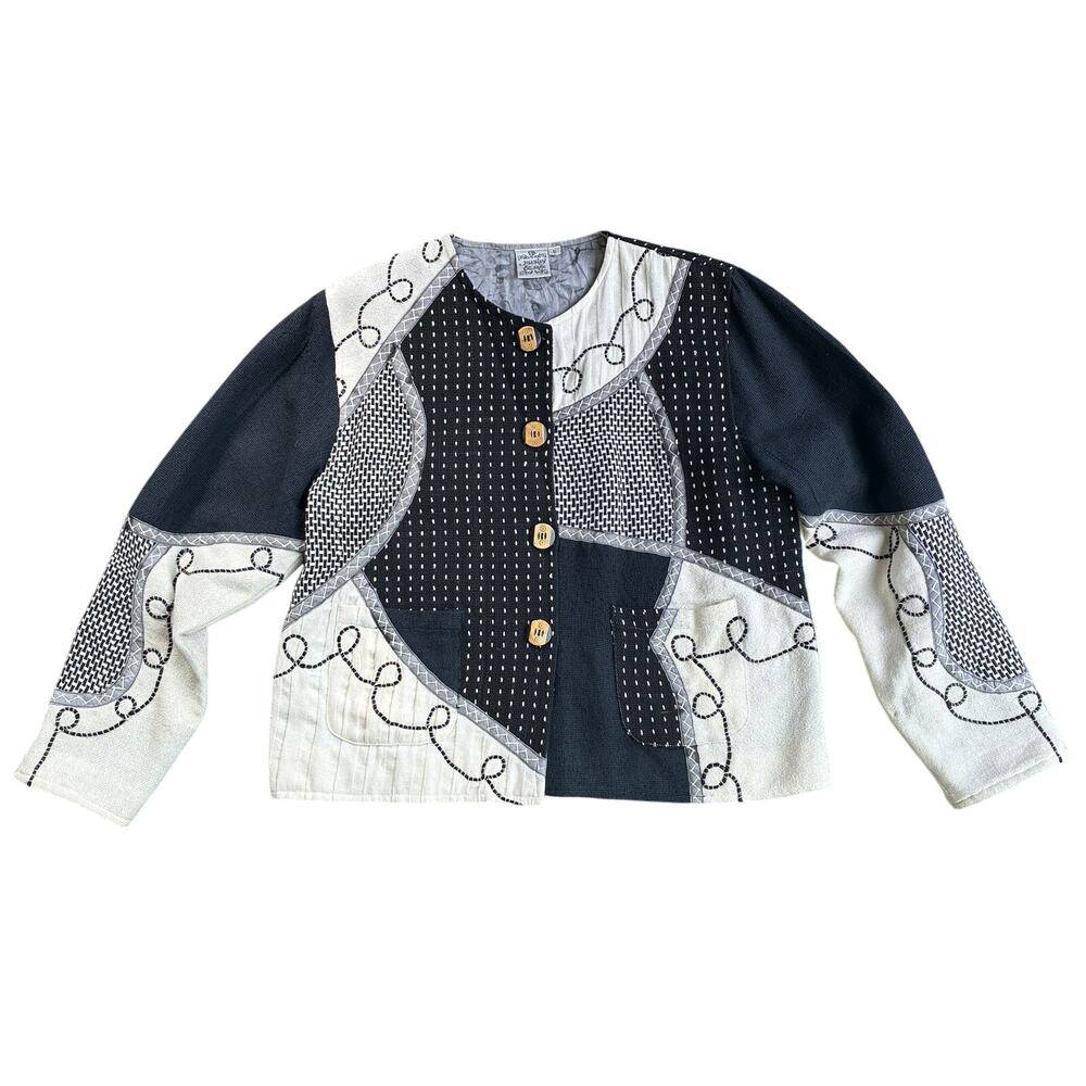Parsley & Sage Patchwork Embroidered Swirls & Dots Blazer Jacket Size S